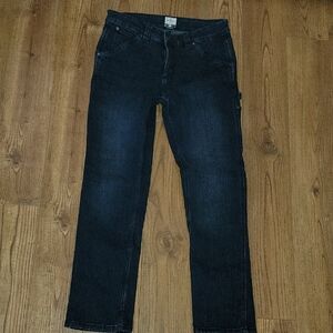 Dark Blue Straight Leg Women's Work Jeans